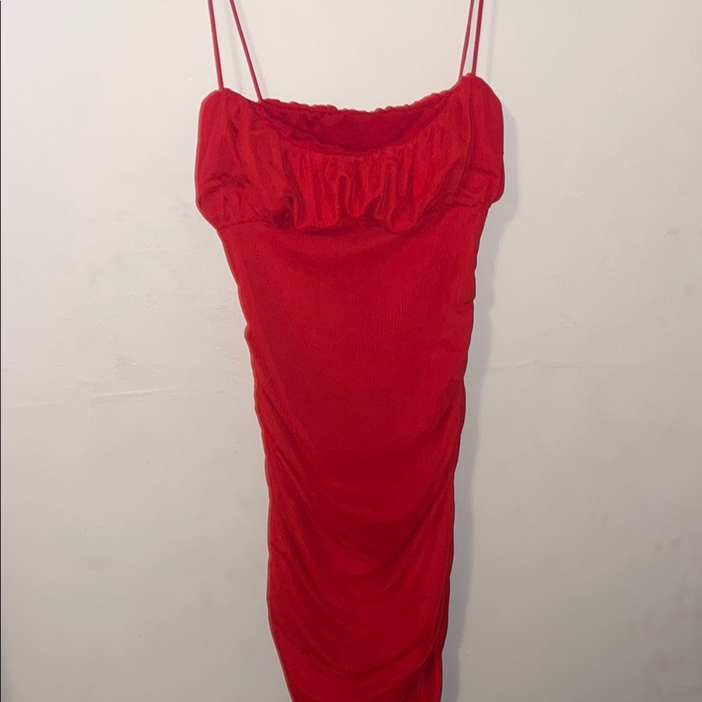 Elegant Red Ruffle Dress